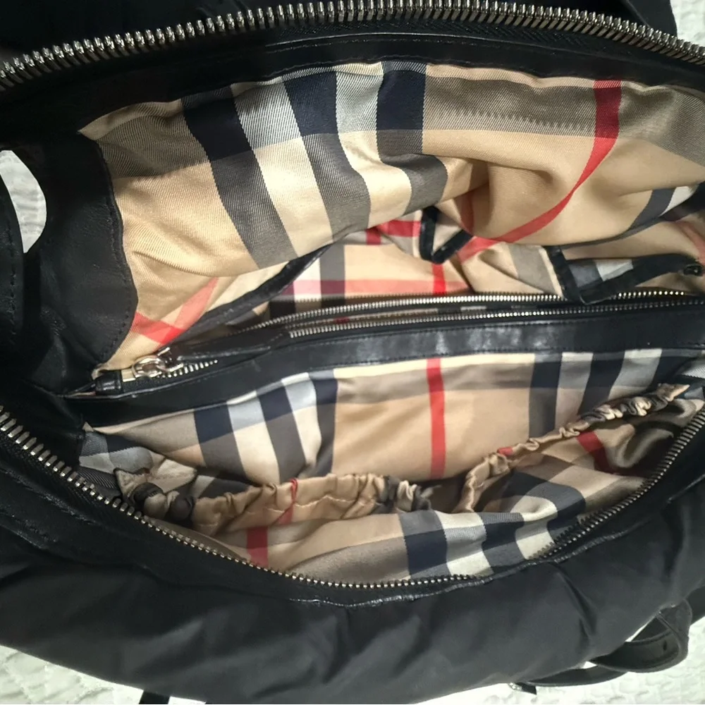 Burberry Nylon House Check Quilted Abbey Diaper Bag Black